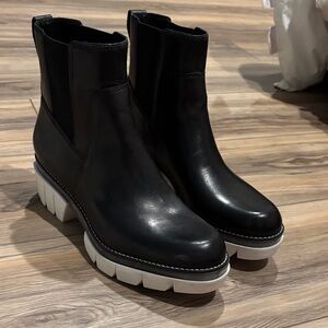 Bernardo Black Ankle Boots with White Soles